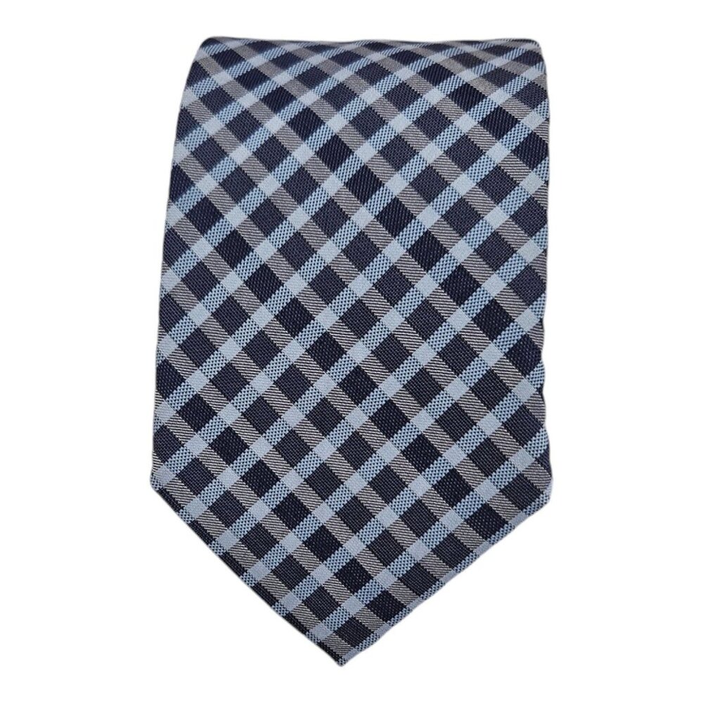 HUGO BOSS Blue Plaids & Checks Silk Tie ITALY 60"/ 3.1" EC